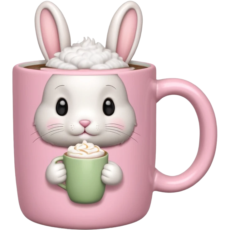 pink mug with a cute bunny inside emoji