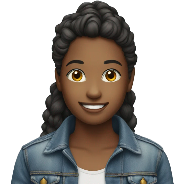 smiling girl in denim outfit emoji