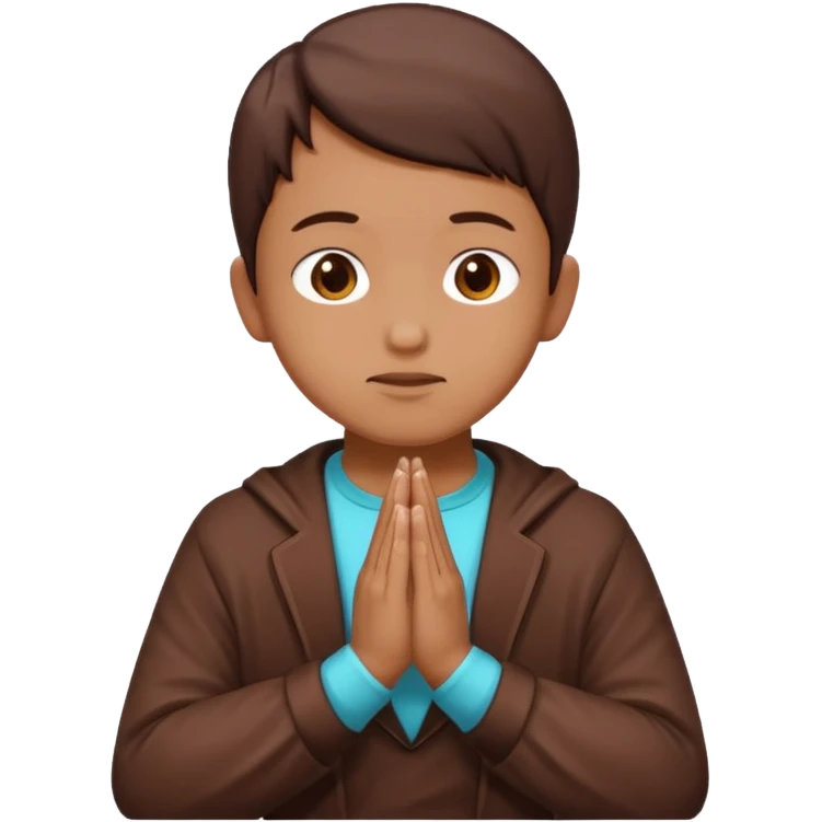 white hands in prayer position chocolate clothes  emoji