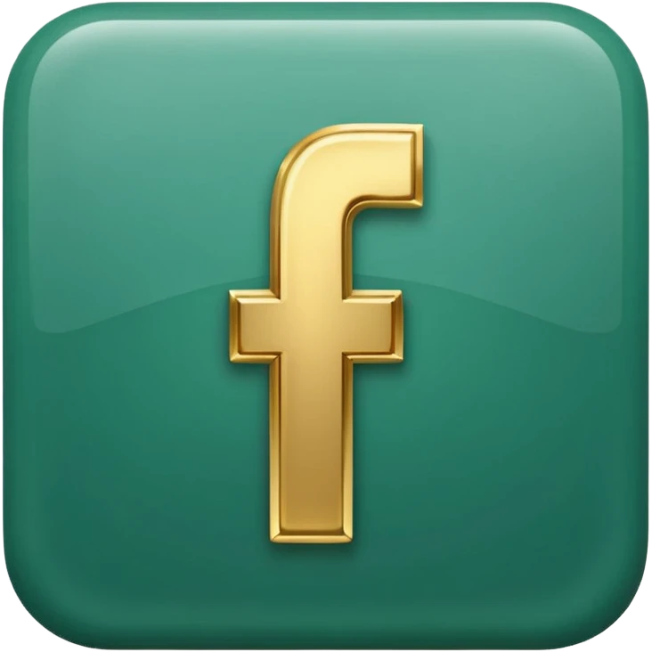 Jade and gold style rounded square Facebook icon button emoji
