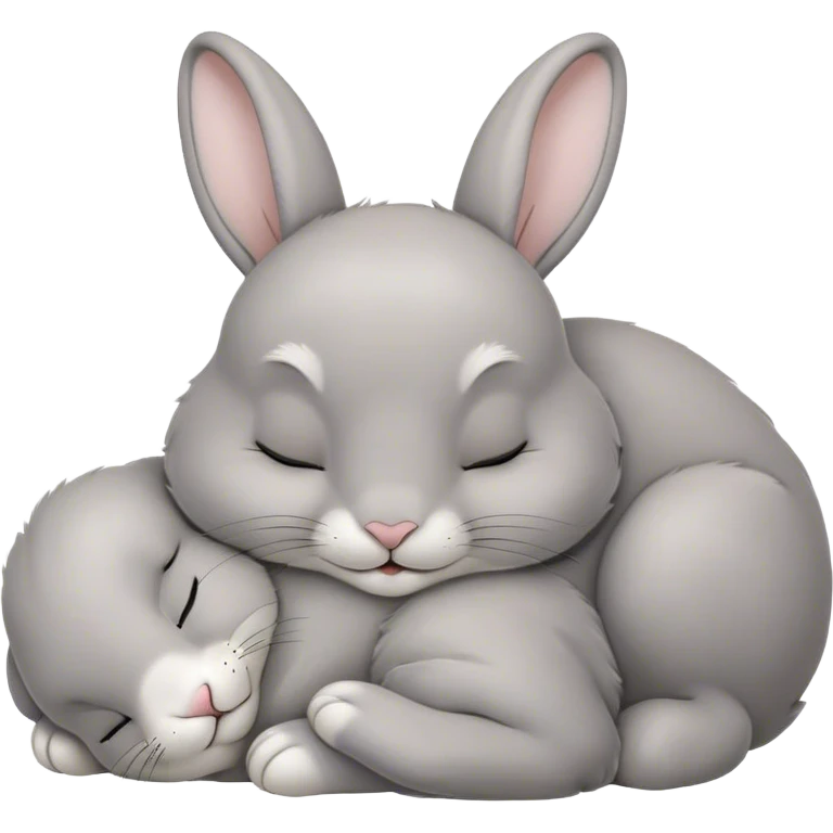 Meme-Worthy Cute Sleeping Grey Rabbit Portrait Emoji, Head resting peacefully with a contented smile, showcasing a delightfully compact build and a luxuriously soft grey fur, eyes shut in a serene nap, Simplified yet hilariously adorable features, highly detailed, glowing with a soft, drowsy light, high shine, relaxed and utterly lovable, stylized with an air of playful laziness, bright and heartwarming, soft glowing outline, capturing the essence of a comically sleepy bunny, so meme-worthy it feels like it could instantly become the next viral sensation of adorable slumber! emoji