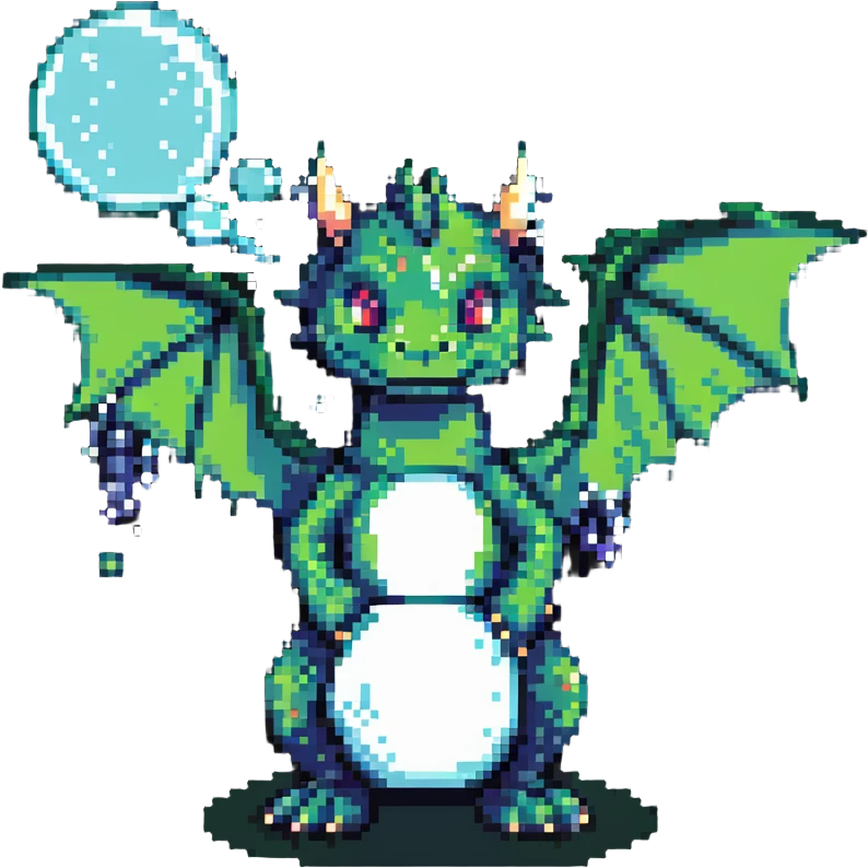 retro Bubble Bobble green dragon shooting bubbles emoji