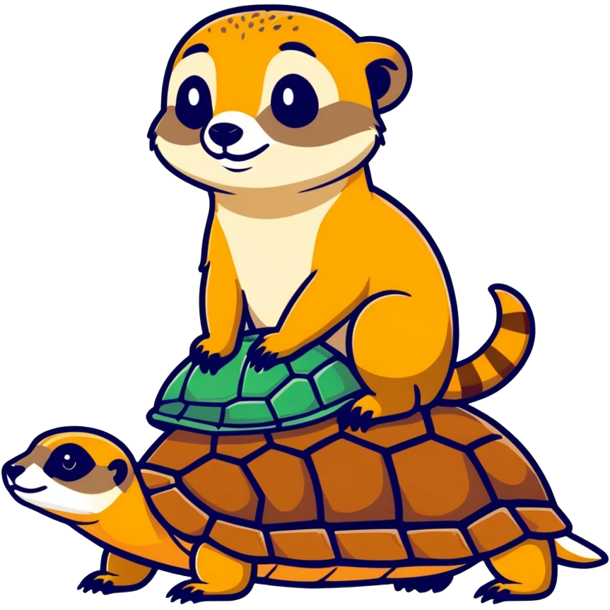 Meerkat sitting on a turtle emoji