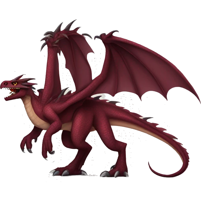 Cool edgy badass Maroon dragon-raptor with darker mane emoji