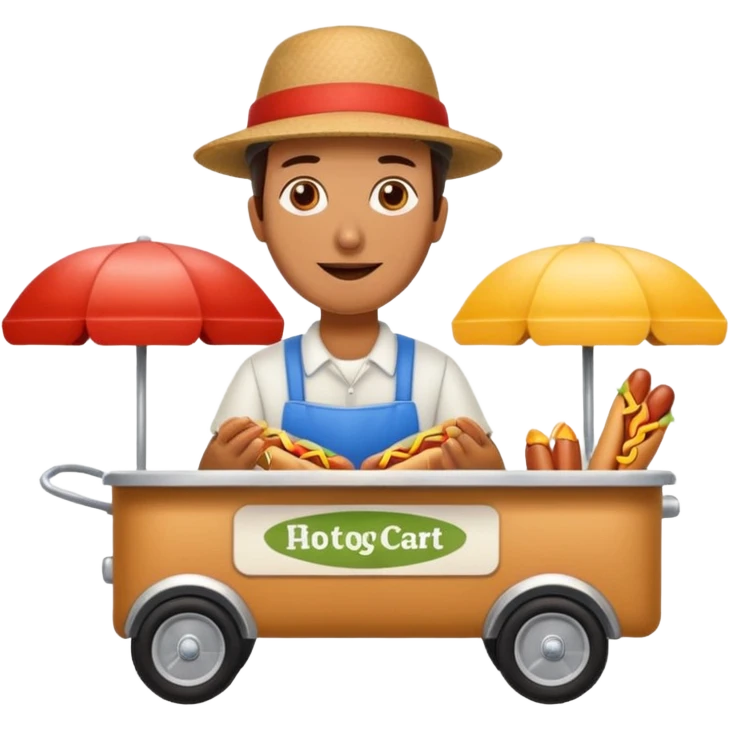 hotdog seller in New York with cart emoji