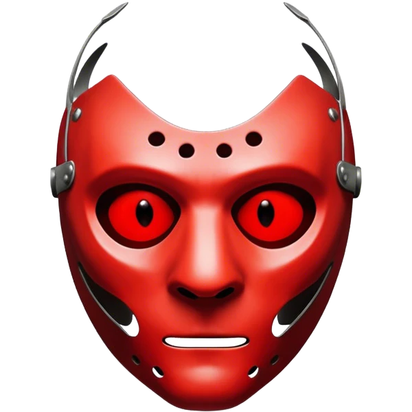 Icon for Thriller: A dark, chilling design featuring a silhouette of Hannibal Lecter’s mask, with a hint of his piercing eyes. Blood-red tones and eerie shadows add suspense, symbolizing the sinister atmosphere. Vintage, intense cinematic style. Transparent background. emoji