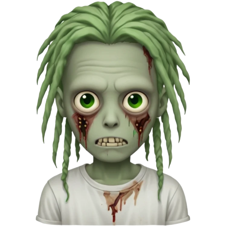 a zombie boy with a dreadlocks hair and a white t shirt  emoji