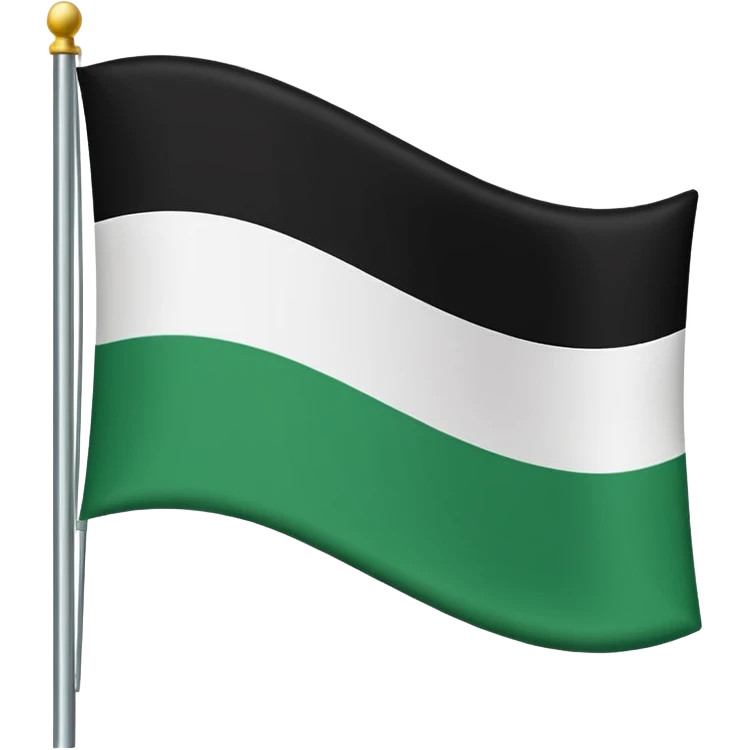 A flag that is made of three horizontal bars. The top bar is black, the middle bar is green, and the bottom bar is white. There is black text that reads “ЦГР” emoji