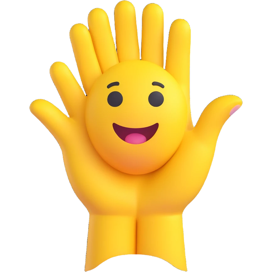 A classic yellow round emoji-style face using both hands to point at itself, with a proud or playful expression. The gesture clearly means "me" or "myself". Simple cartoon style on a clean background emoji