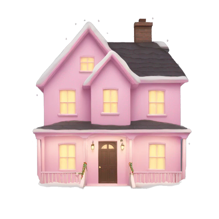 House with light pink Christmas lights  emoji