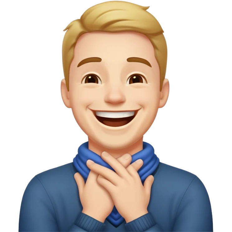 Guy with hands around neck laughing  emoji