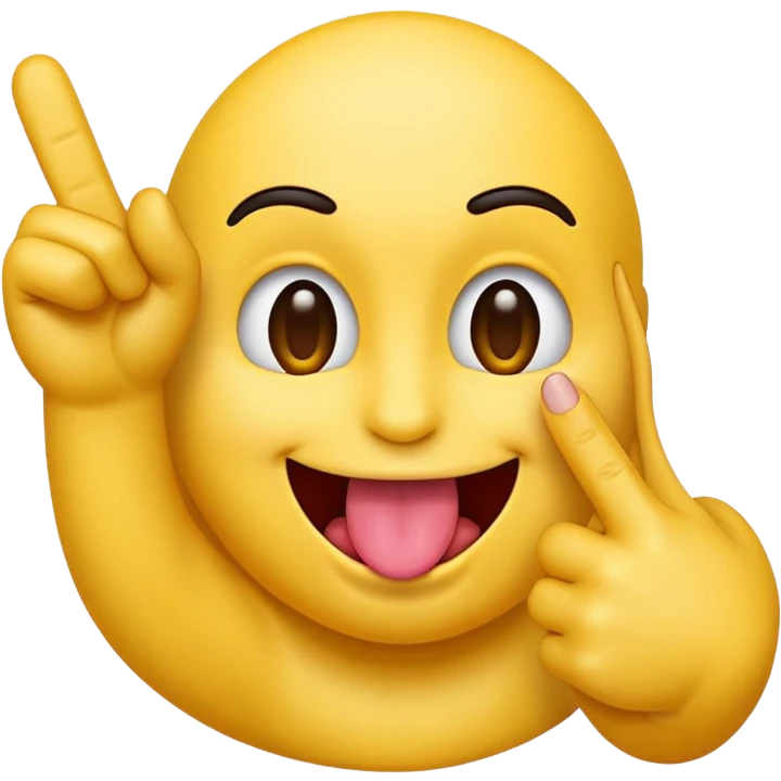 emoji with tongue sticking out and one hand touching middle finger and thumb emoji