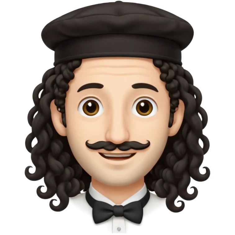 jewish jew man's face, wearing a tiny black kippah and 2 curly long hair strands near the ears, big nose, only face, no body emoji