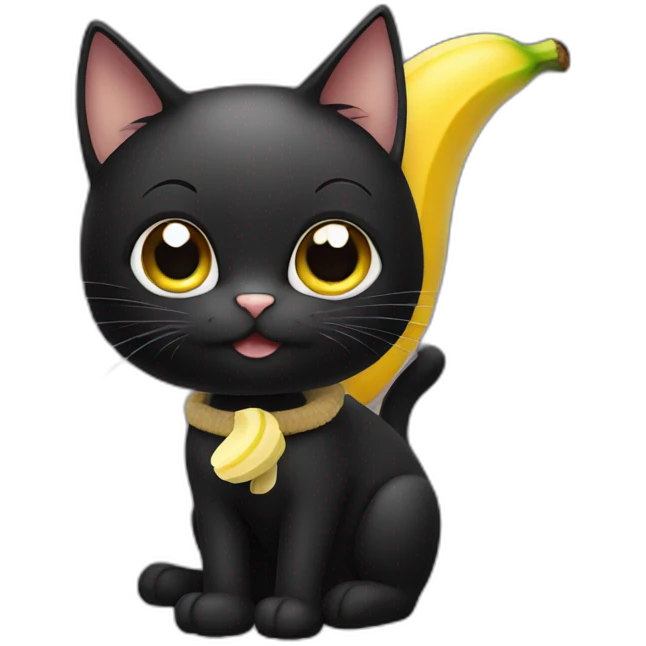 Black cat with banana emoji