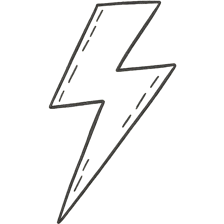 hand-drawn outlined lightning bolt icon emoji