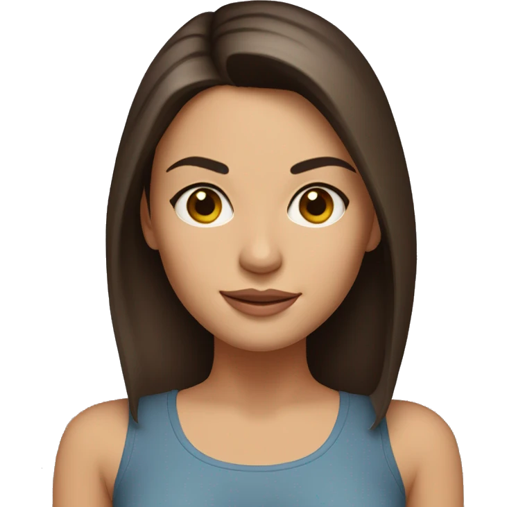 Looks like Mila Kunis, has brown eyes, straight hair below the shoulders, young mom. emoji