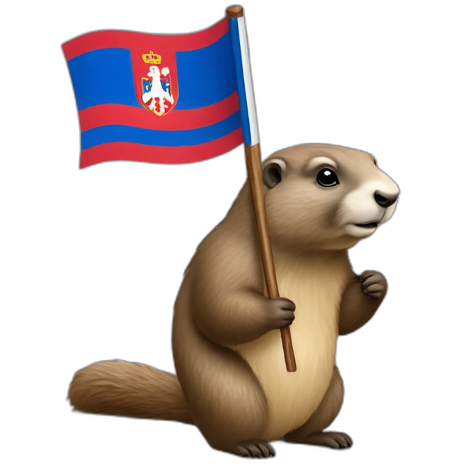 marmot holding the serbian flag emoji