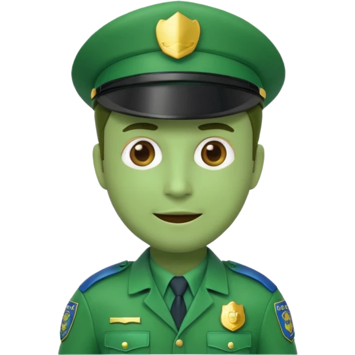3d emoji man with green police cap and green police suit  emoji