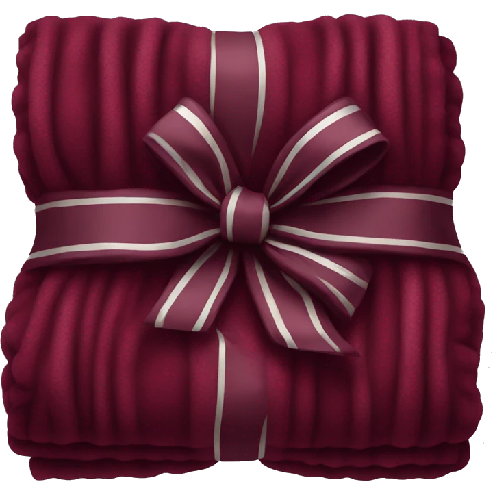 Realistic blankets neatly folded in a burgundy bow emoji