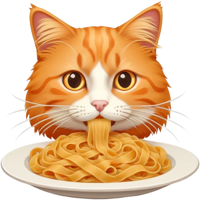 orange cat eating pasta emoji