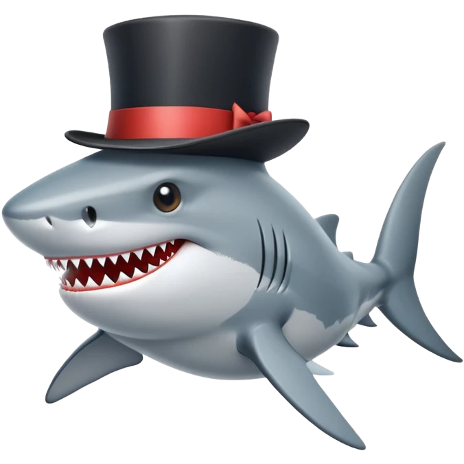 Shark with a top hat emoji
