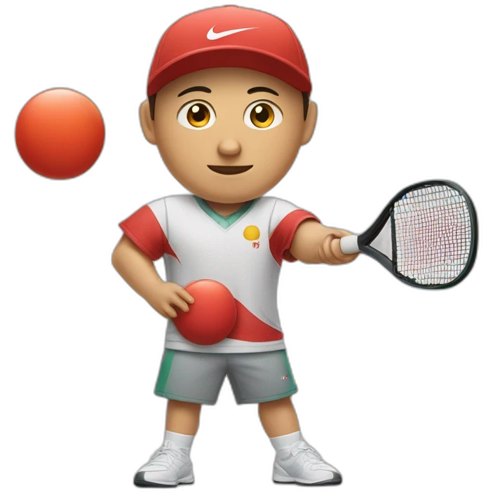 un chinois gros avec un nike tech qui joue au ping pong emoji