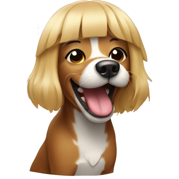 Laughing dog with wig  emoji