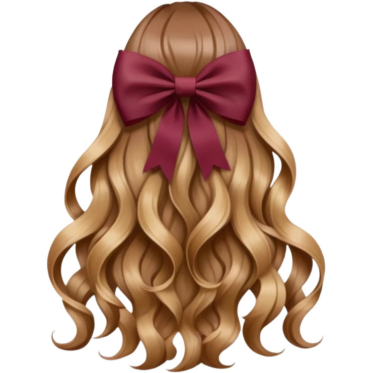 light brown open wavy long hair from behind with a burgundy bow emoji