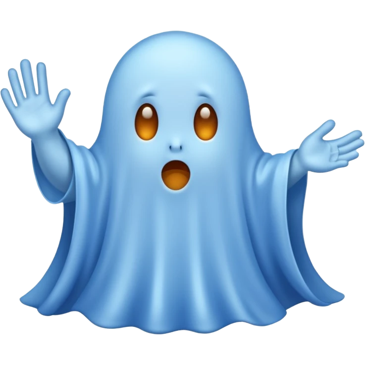 Cute blue ghost without cape siéging heil emoji
