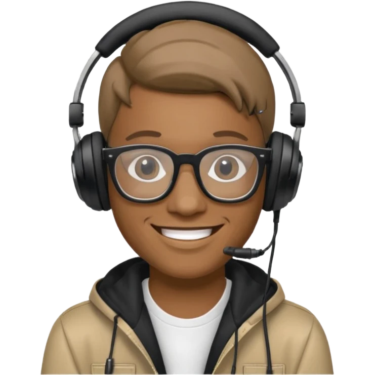 persona dj con audifonos , lentes y nombre FABRI emoji