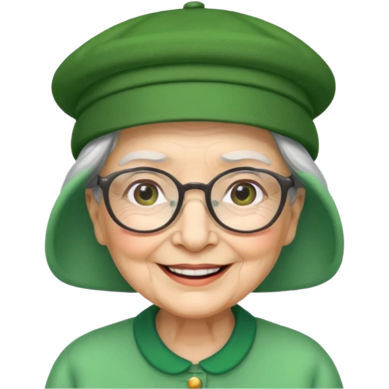 grandma with green hat emoji