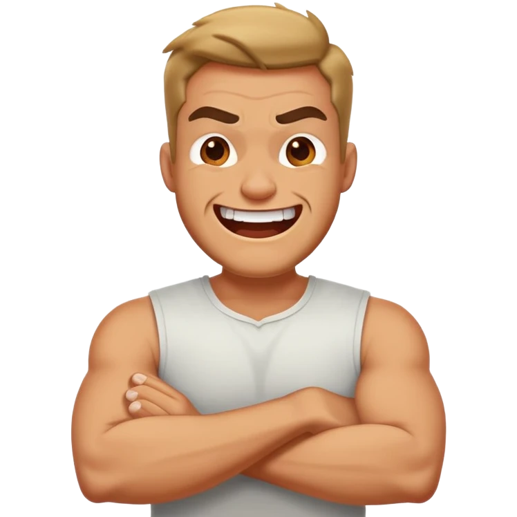 Arms crossed holding heck angry laughing guy emoji