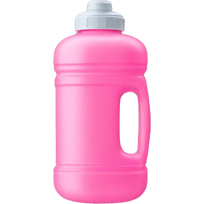 A plastic pink water bottle with a handle is a portable container designed to hold and transport water or other beverages emoji