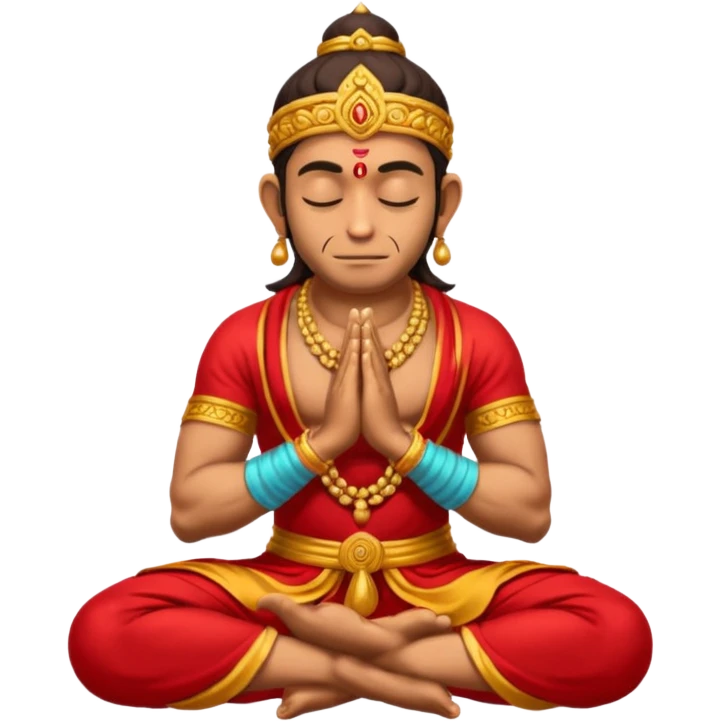 Hanuman ji seated and praying with close eyes emoji