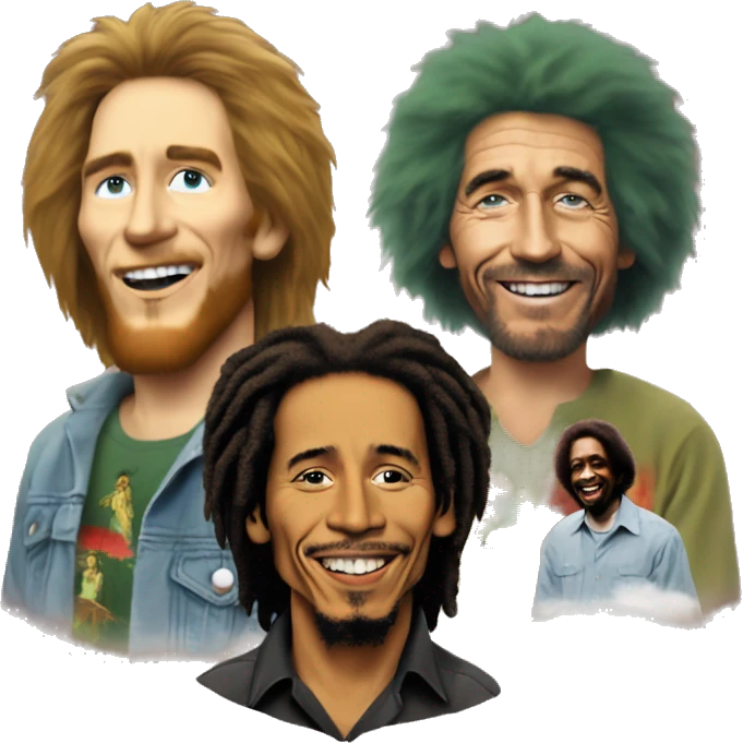 Bob Marley, Kurt Cobain, and Bob Ross emoji