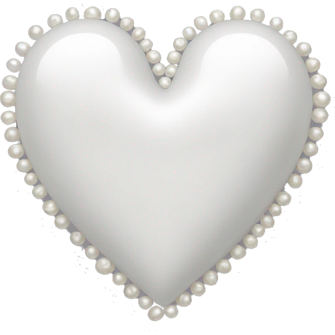 white heart with white pearls outlining the heart emoji