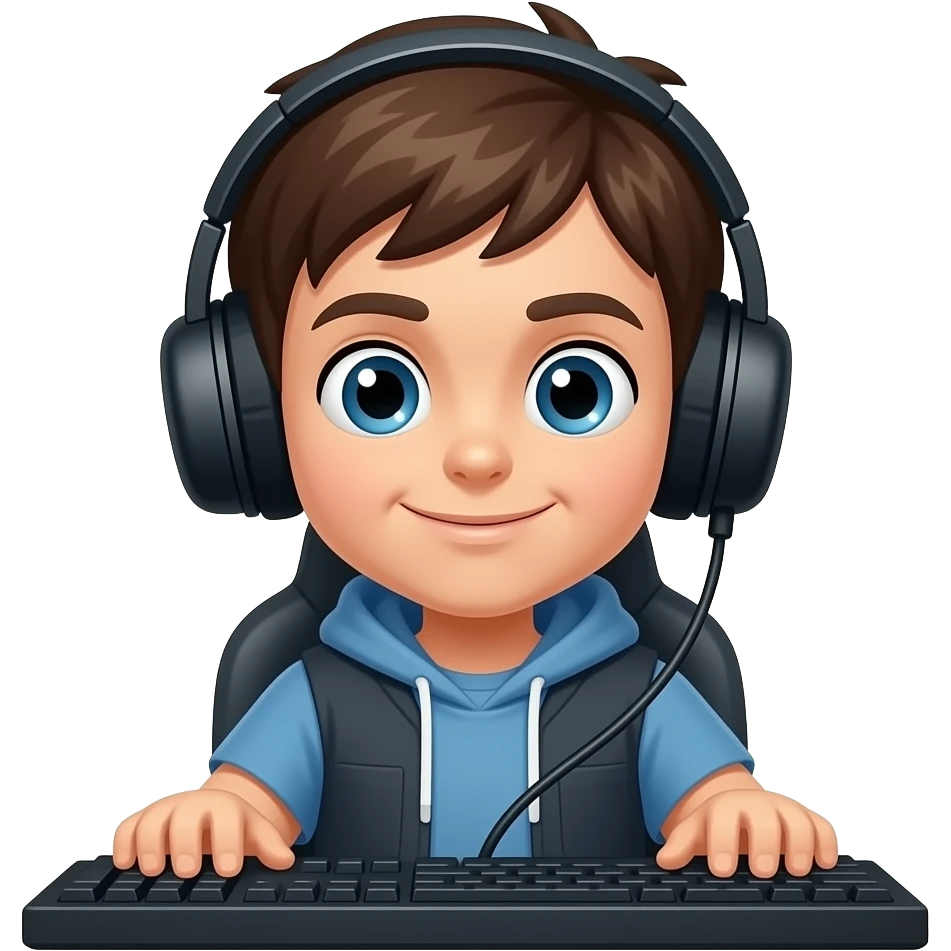 Kid on gaming pc emoji