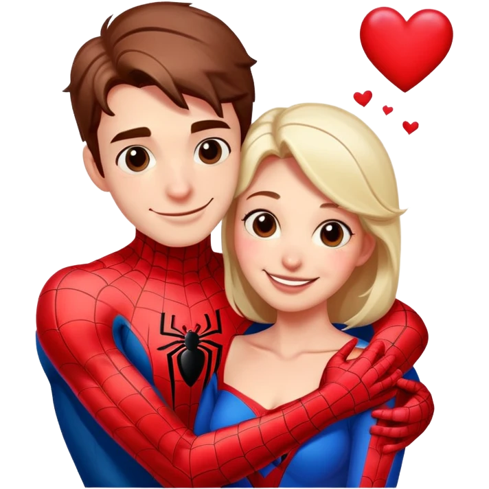 Spider-Man with hearts, hugging his mom emoji