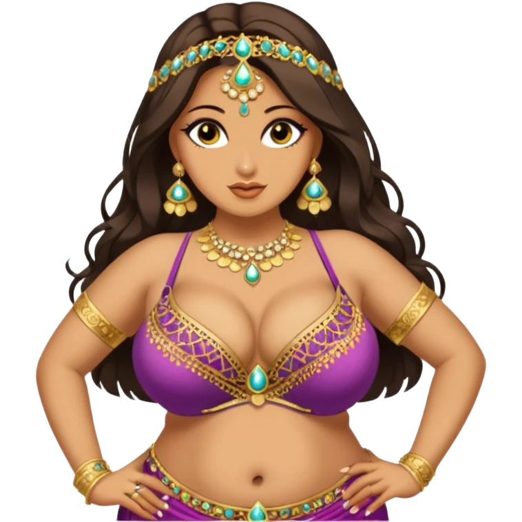 naked bellydancer with very fat massive breasts, giant cleavage emoji