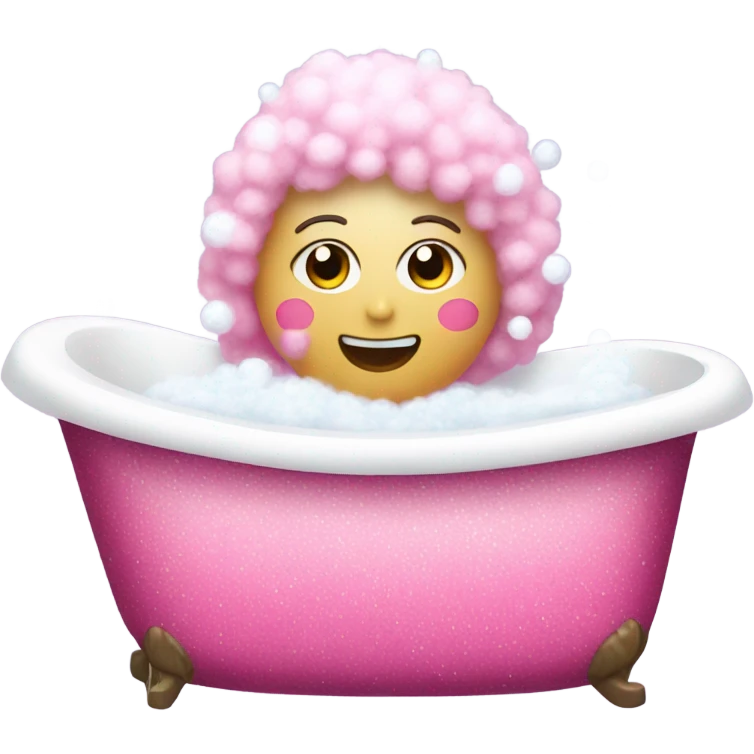 Pink glitter bathtub with bubbles  emoji