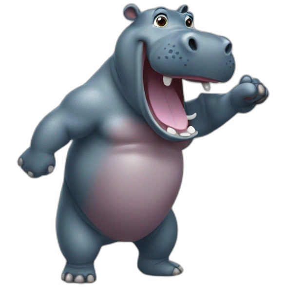 A hippopotamus dancing the macarena emoji