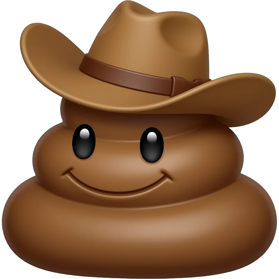 Cute 💩 with cowboy hat  on Sideways emoji