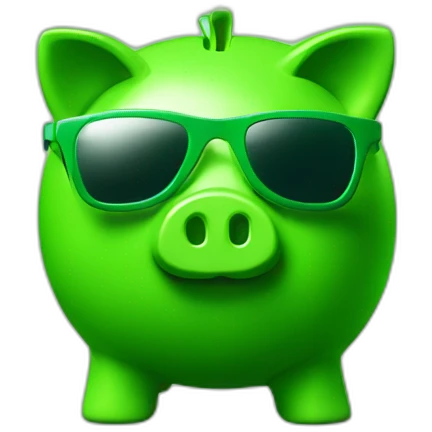 green piggybank with green sunglasses emoji