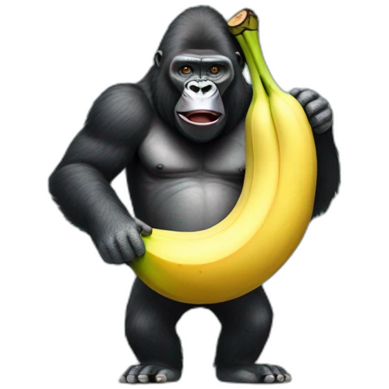 Gorilla with big banana emoji