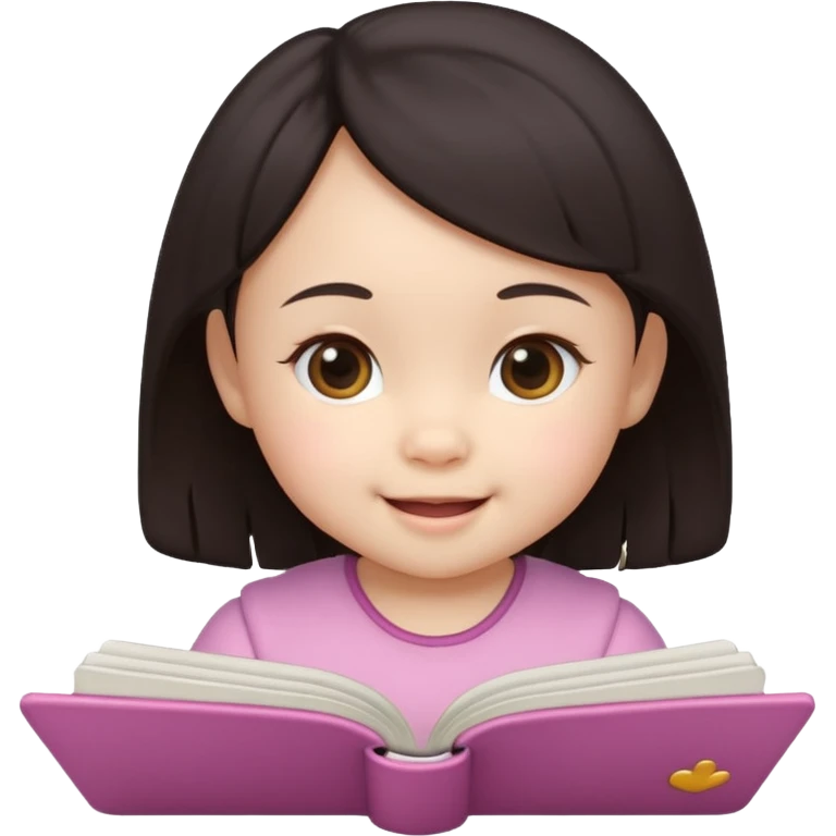 3D 风格的 notebook icon，有 baby girl，中国孩子 emoji