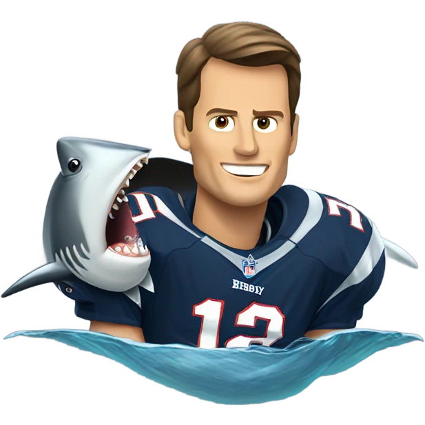 Tom Brady riding a great white shark  emoji