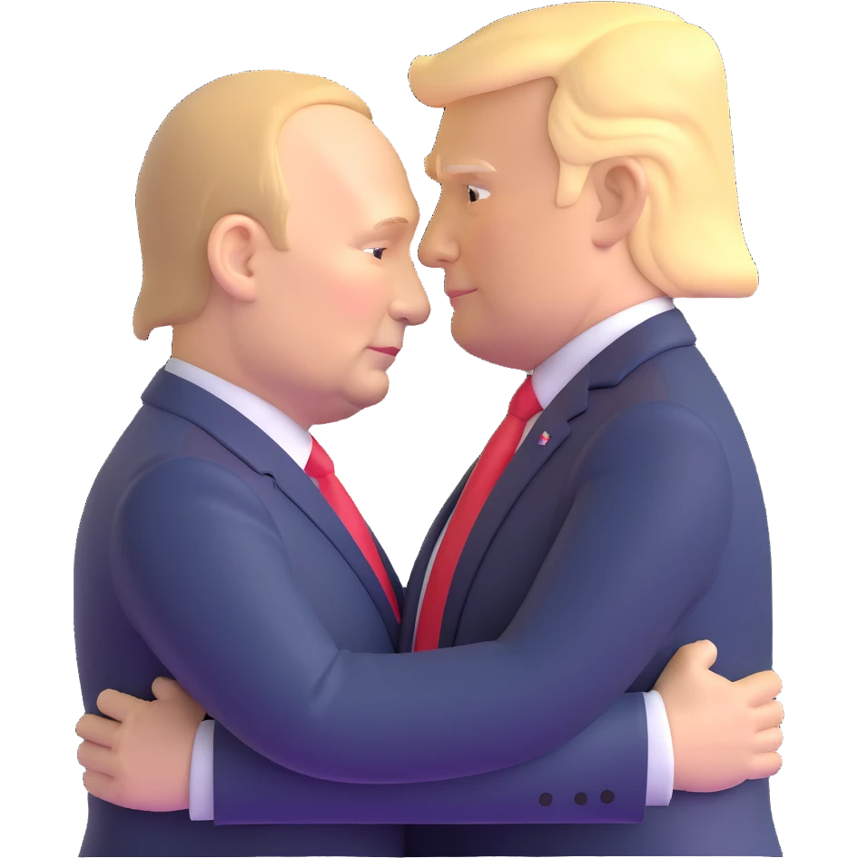 Putin and Trump embracing emoji