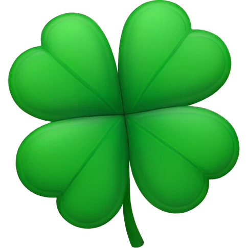 four-leaves clover with christmas hat on top emoji
