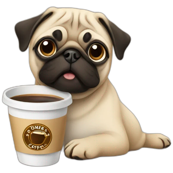 Pug drinking coffee emoji