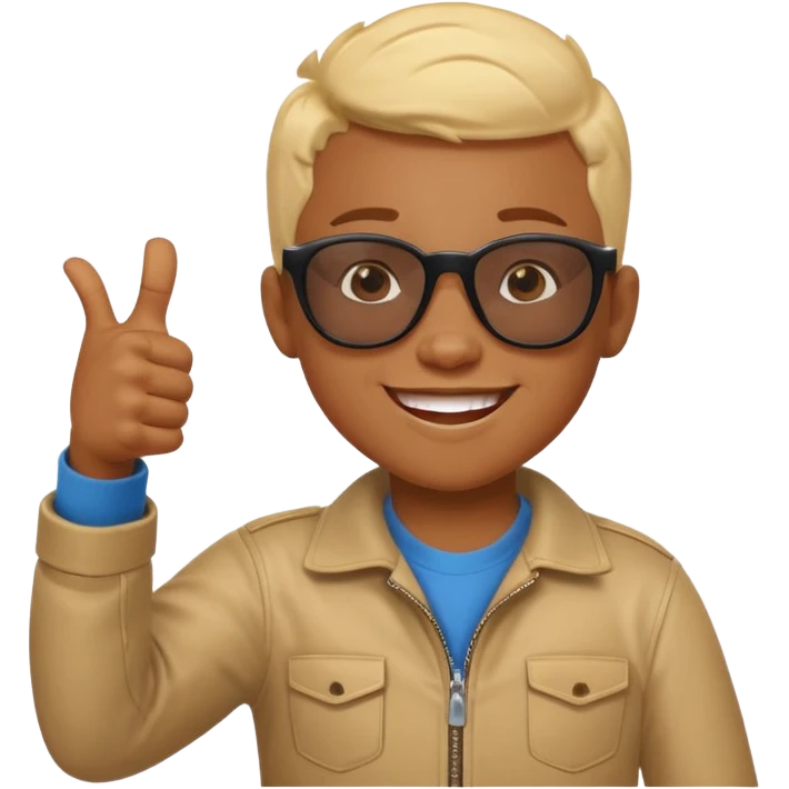 Creat light black kid with this "👍, 👈, 😀, 😎, reaction emoji